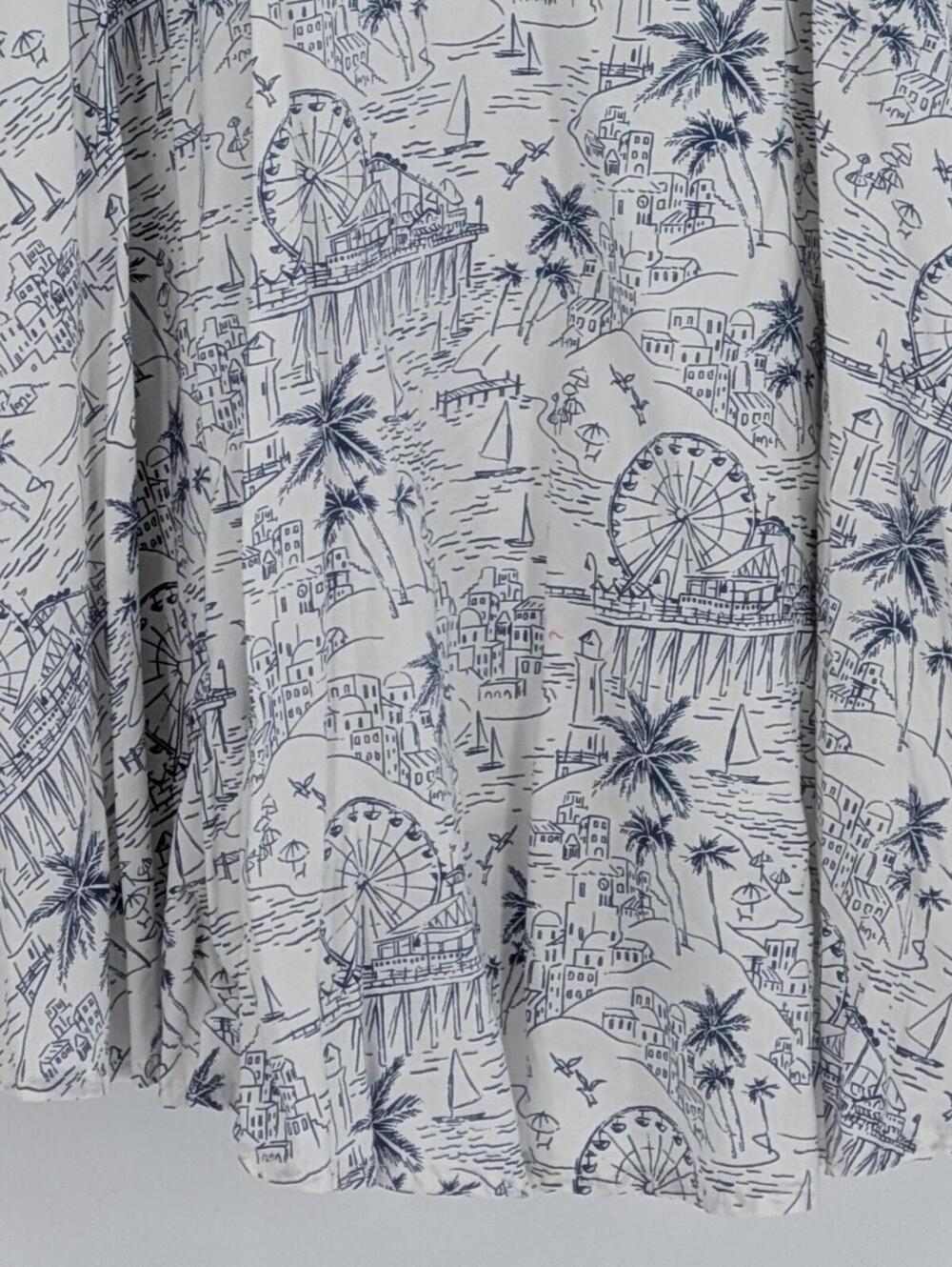 Old Navy $59 Large Blue White Coastal Toile Print Cami Smocked Back Dress - Picture 8 of 14